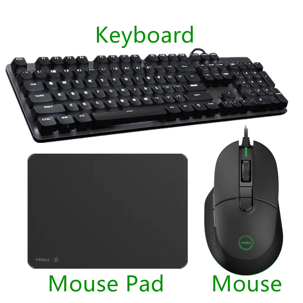 Keyboard Mouse Pad Xiaomi MIIIW 600K механическая клавиатура наклейка игровая клавиатура с подсветкой 104Key Kailh красный переключатель USB Проводная клавиатура 700G RGB мышь - Color: Keyboard Mouse Pad