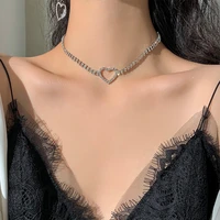 korean version of simple fashion full diamond love necklace feminine temperament exquisite personality clavicle chain
