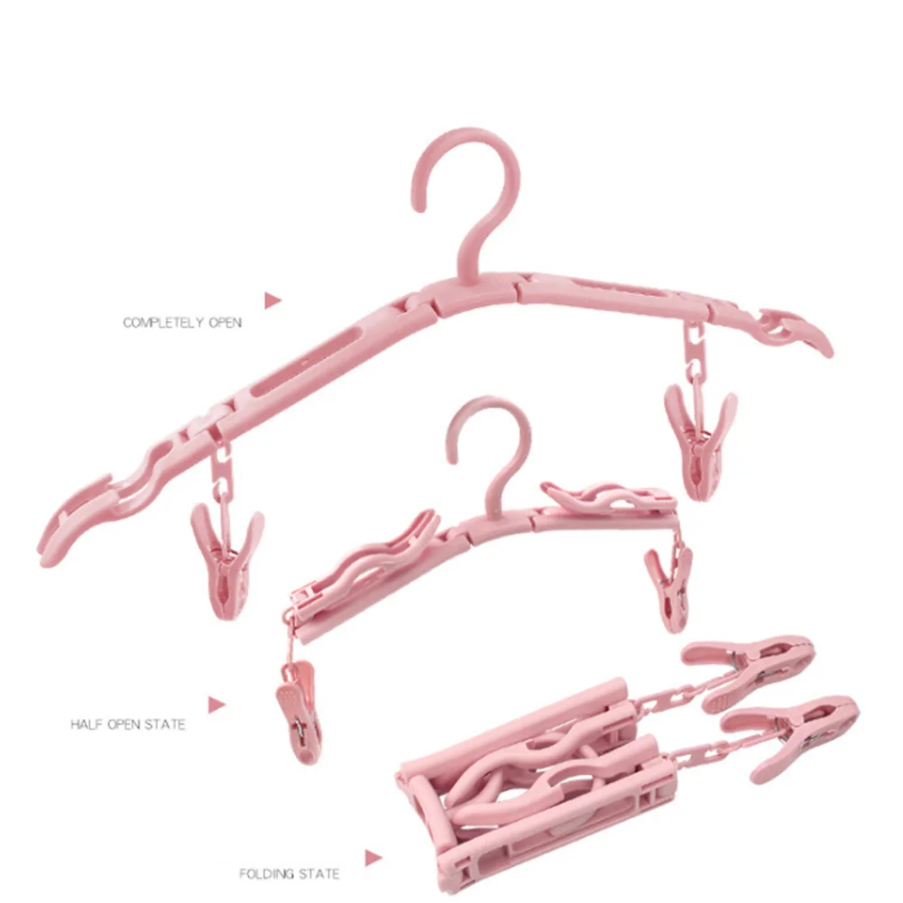 1PC Nordic Style Space Saving Home Stable Clothes Hanger Skid-proof Drying Folding Travel Bathroom With Clip Portable |