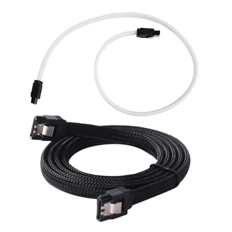 

2 шт. 50 см SATA 3,0 III SATA3 7Pin кабель для передачи данных 6 ГБ/сек. SSD Кабели HDD кабель для жесткого диска с нейлоновым рукавом премиум-версии, белый