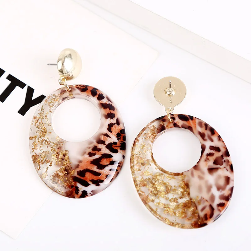 African Style Transparent Leopard Resin Earrings For Women Vintage Ethnic Geometric Oval Hollow Statement Drop Earring Jewelry | Украшения