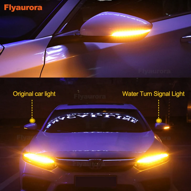

2PC Car Rearview Mirror Indicator Lamp Streamer Strip Water Flowing Turn Signal Lamp Amber LED Car Light Source 28 led Flyaurora
