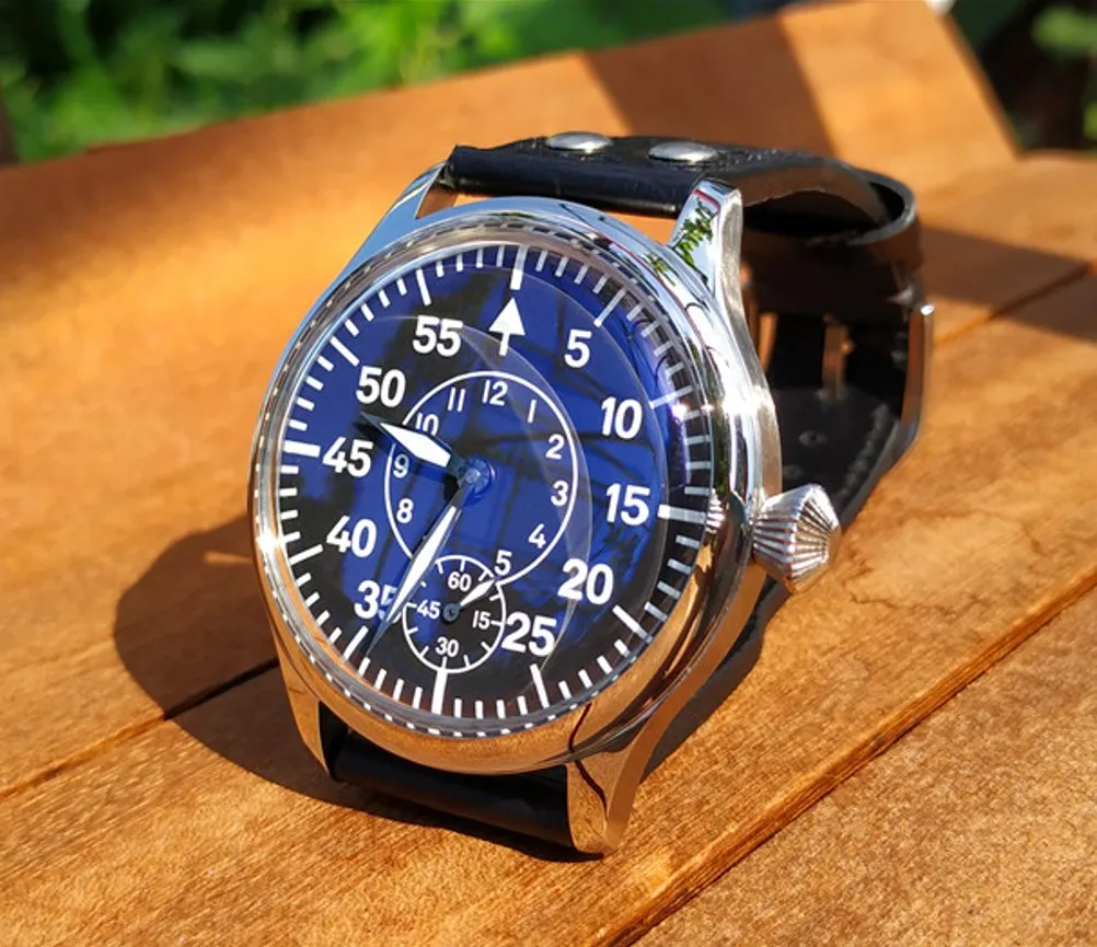 Мужские механические часы с синим стеклом 44 мм без логотипа|Мужские часы| |