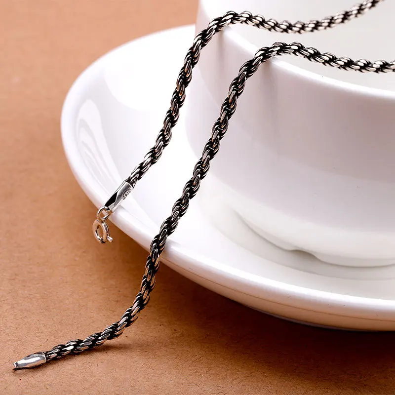 100% Настоящее чистое 925 пробы Серебряное ожерелье для мужчин итальянская цепочка