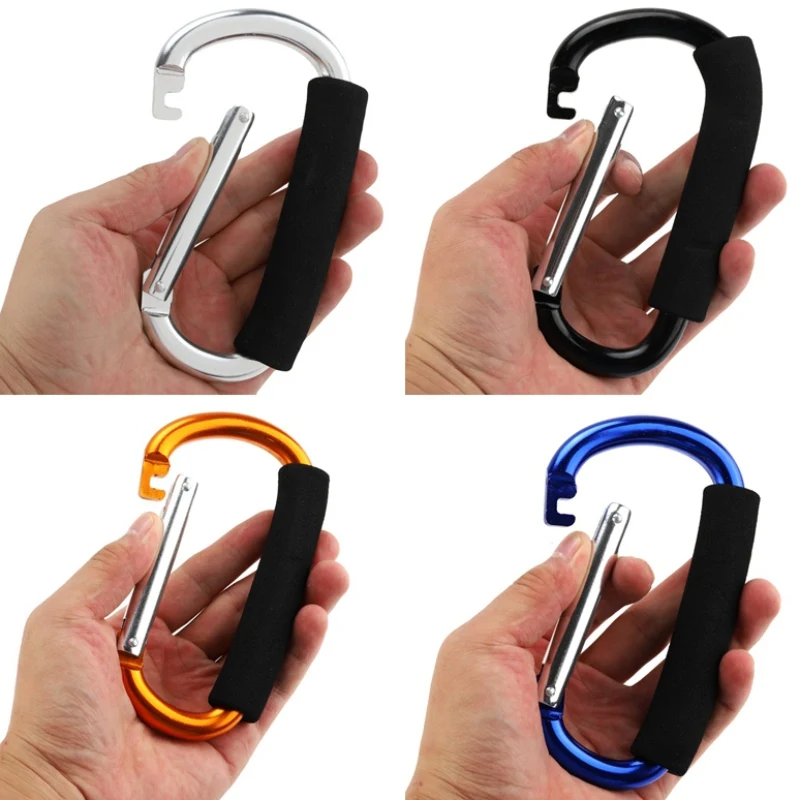 

New Large D-shape Aluminum Alloy Carabiner Quick-release Soft Handle Hook Camping Buckle Hook Outdoor Keychain Carabiner Clip