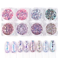 2021 holographic mixed color powder for nails sparkly irregular flakes sequins chrome pigment manicure nail art decoration