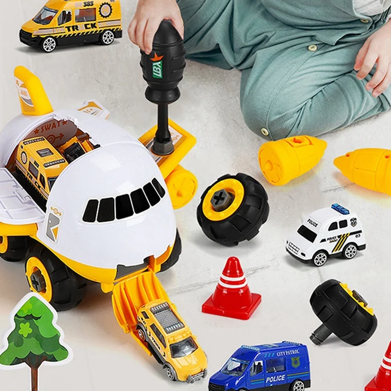 

Simulation Children's Gifts Assemble Airplane Toy with Mini Truck Car