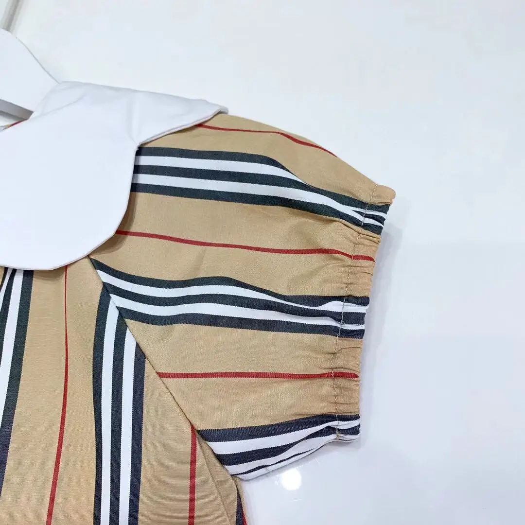 

2021 New Brown Girls Stripe Tee top + Pants Brand Girls Clothing set suits