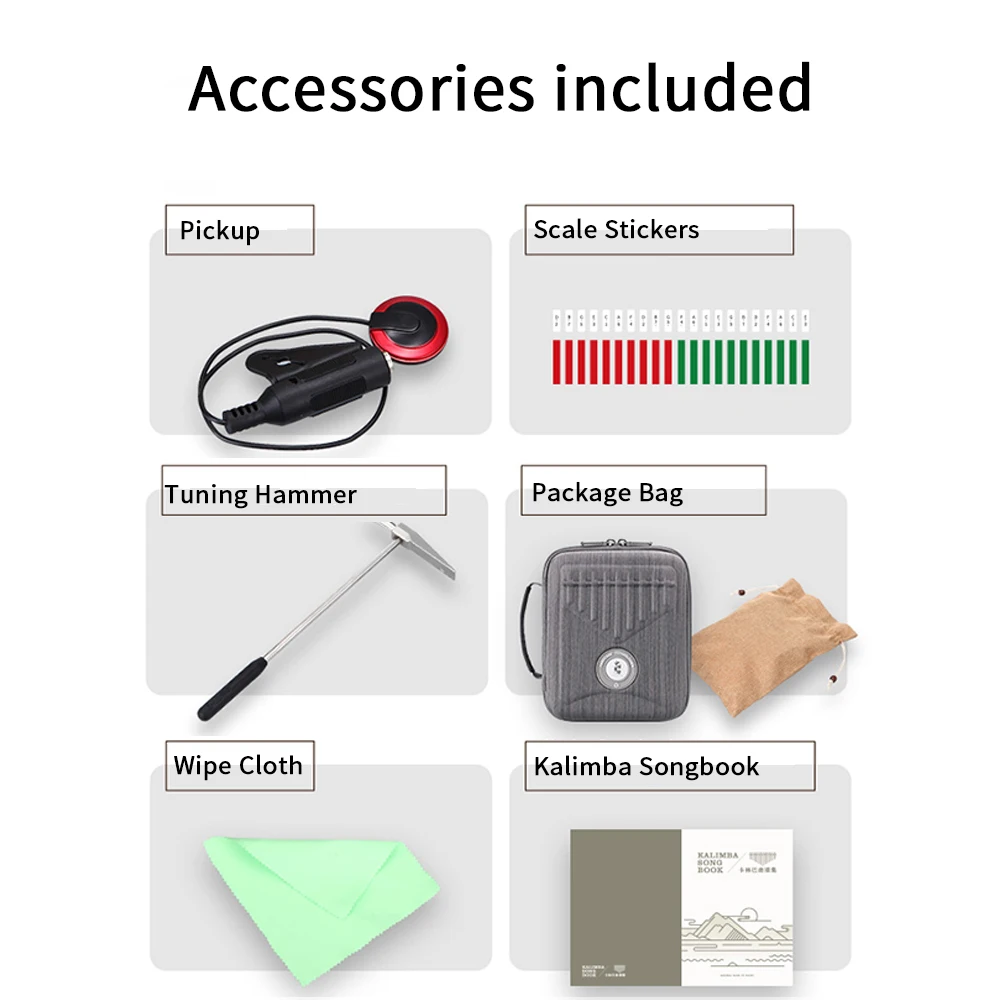 

21 Key Kalimba Thumb Piano Professional performance Sandalwood Mineral Keys Pickup Storage Bag Tuning Hammer Musical Instruments