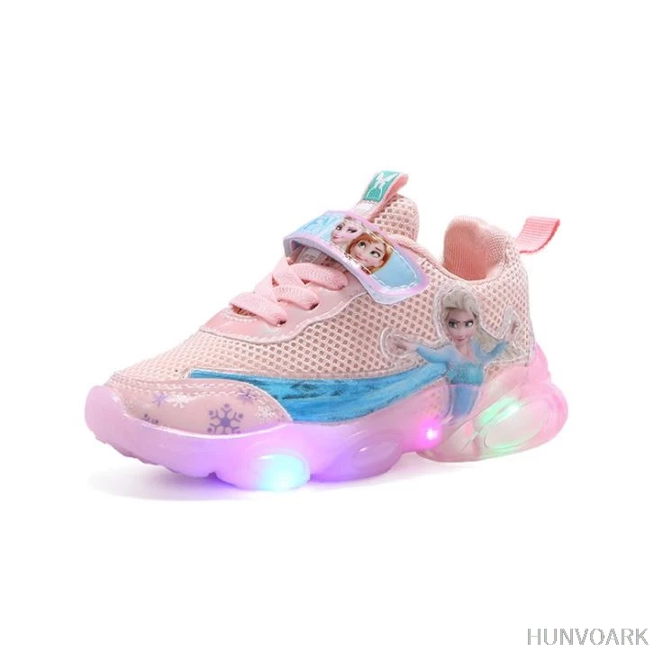 Spring Autumn Frozen Kids Light Shoes Girls Children's Elsa Casual Sneakers Breathable Soft Anti-Slip Running Sports | Детская