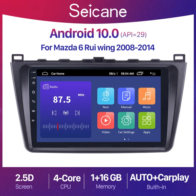 Автомагнитола Seicane для Mazda 6 Rui wing 2008-2014 мультимедийный проигрыватель с GPS Android 10