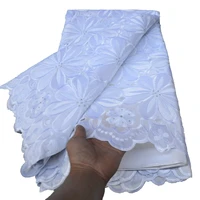 new design white high quality big african lace fabrics 2022 embroidery swiss voile lace fabric with stones for wedding 924391