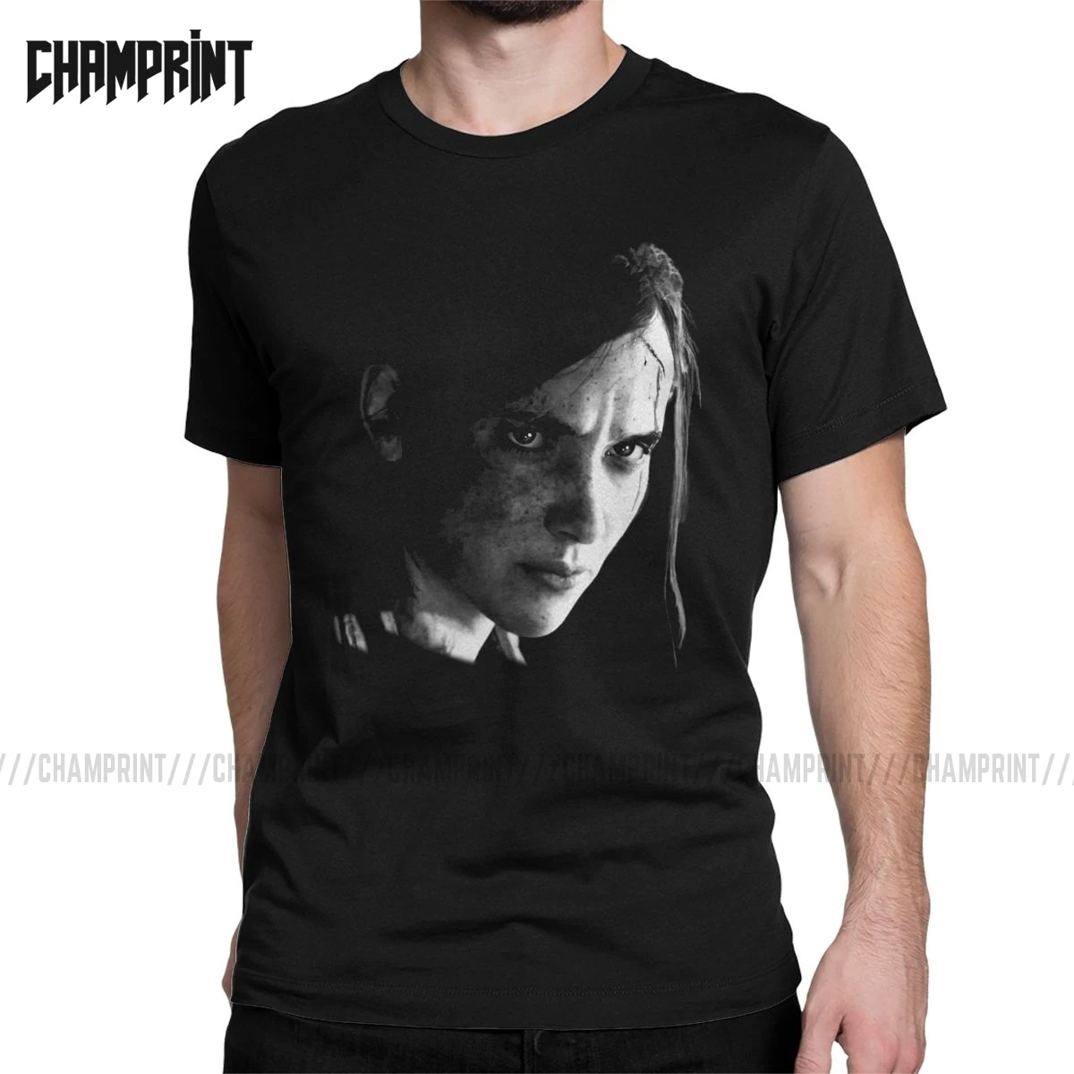 Футболка мужская с надписью The Last Of Us хлопковая тенниска круглым вырезом и