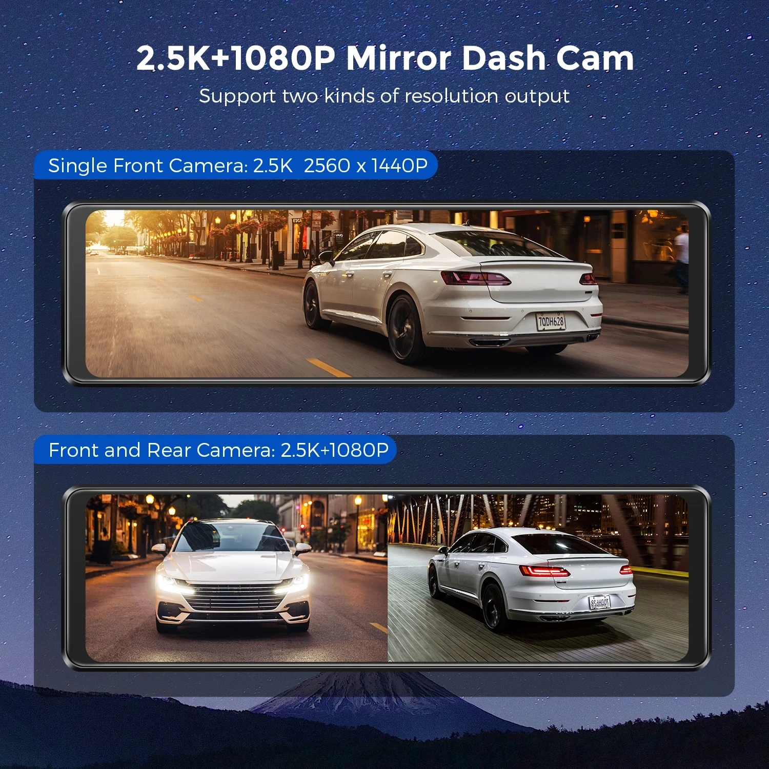 AZDOME 11&quot Car DVR 2K 2560*1440P Dash Cam Dual Lens Rear View Mirror GPS Camera Video Recorder 24H Parking Monitor | Автомобили и