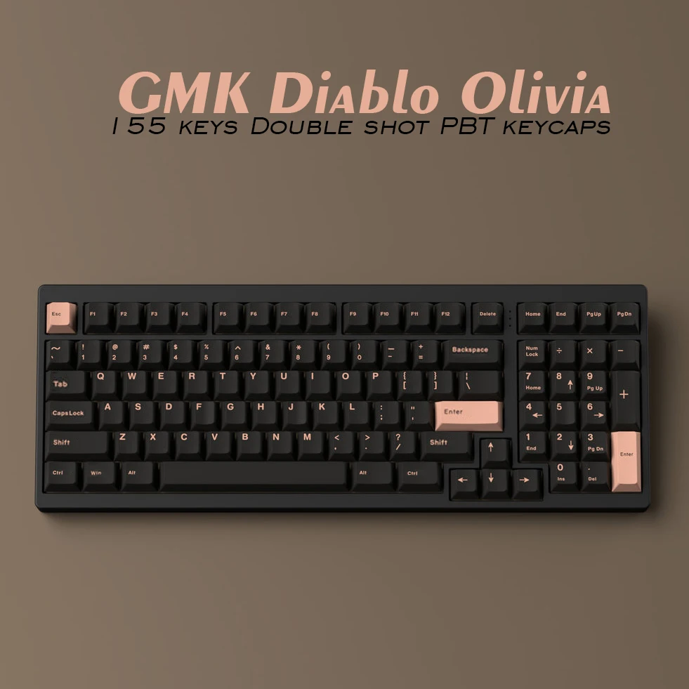 

155 Keys DOUBLE SHOT Cherry Profile Diablo Olivia PBT Keycap Thick For Filco CHERRY Ducky iKBC Mechanical Gaming Keyboard