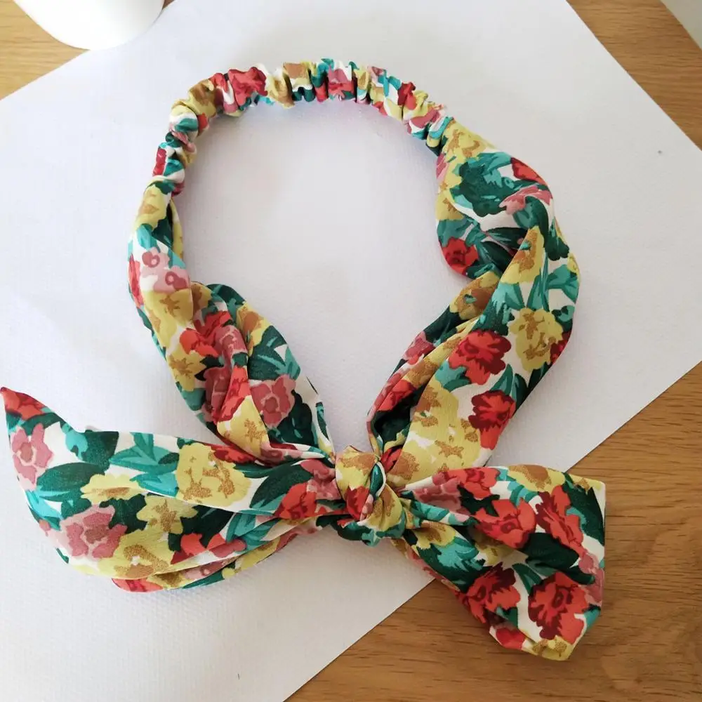 

Flower Print Big Bow Headbands For Women Hair Accessories For Girls Knot Hairbands Hair Band Big Bow Flower Headband