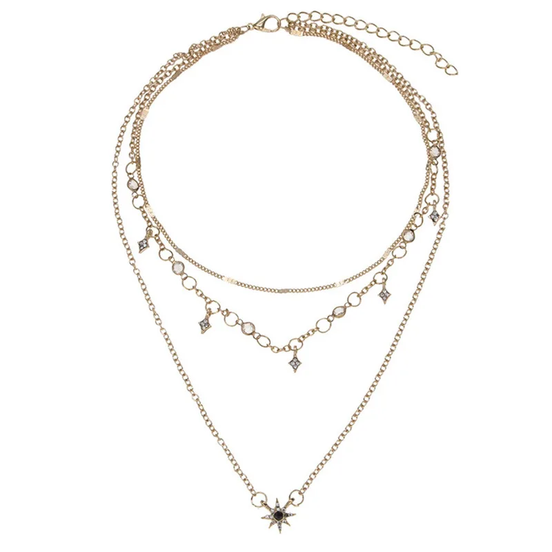 Новое Женское многослойное золотое ожерелье Модные ювелирные изделия для