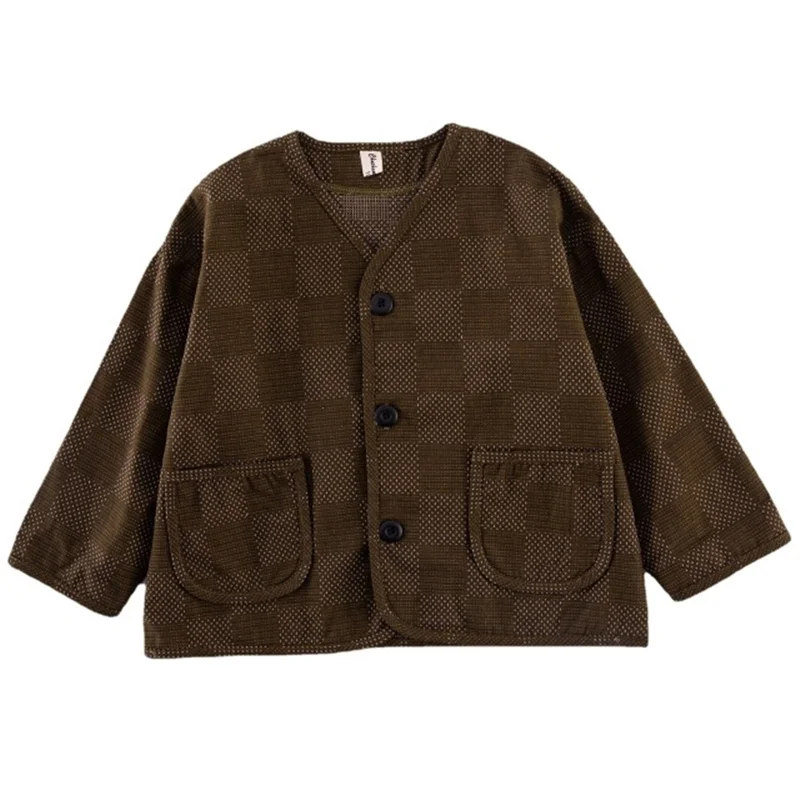 

2021 Spring New Unisex Kids Cotton Linen Casual Jackets Children Fashion Loose Coats Clothing