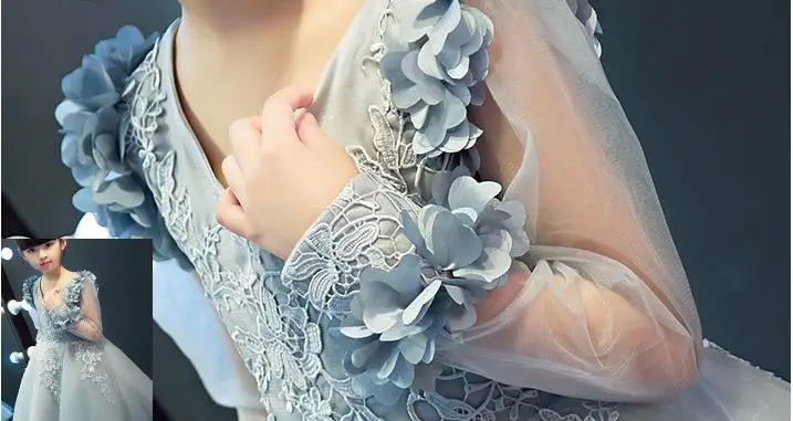 Серебряное платье с фатиновой юбкой для маленьких девочек на свадьбу