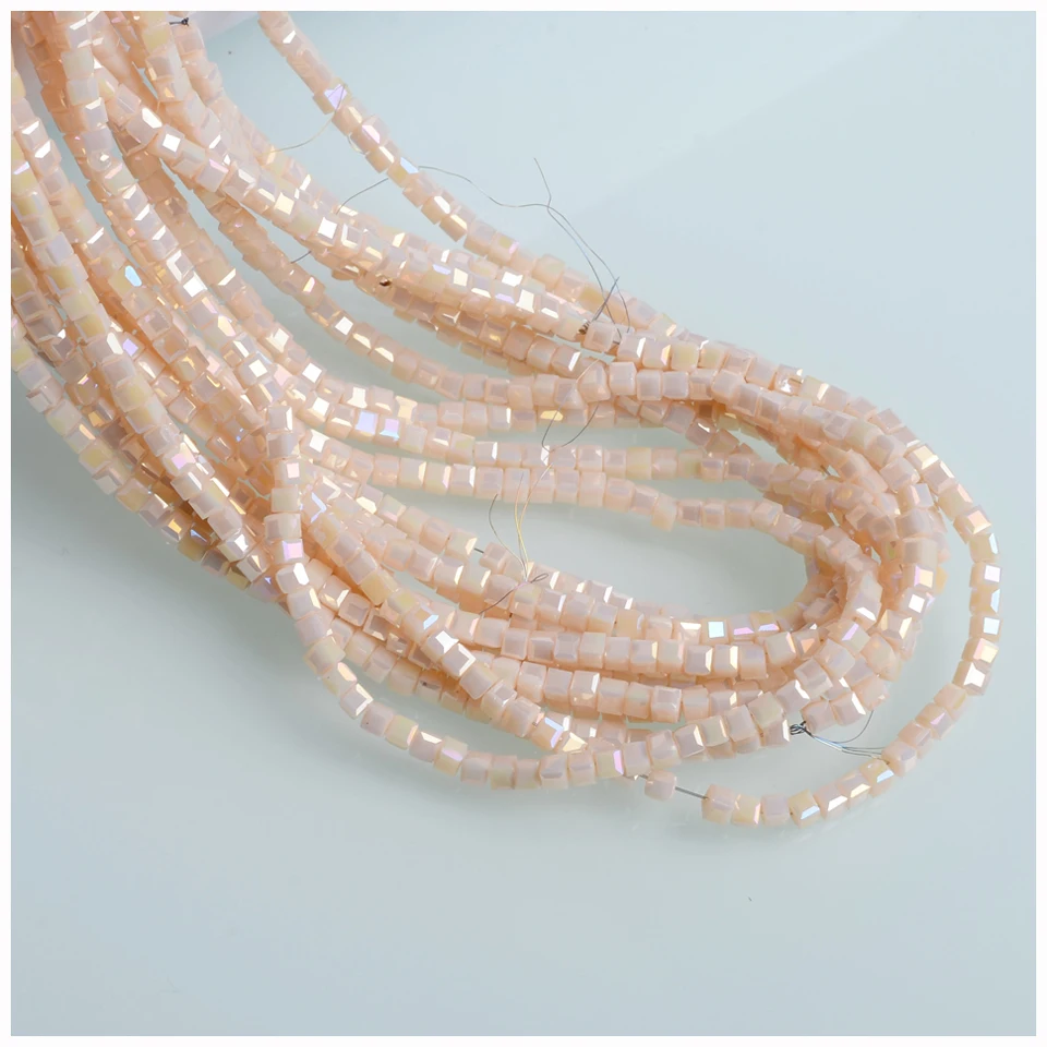 AB цветные кубические бусины 2 мм граненые стеклянные квадратной формы для ручной