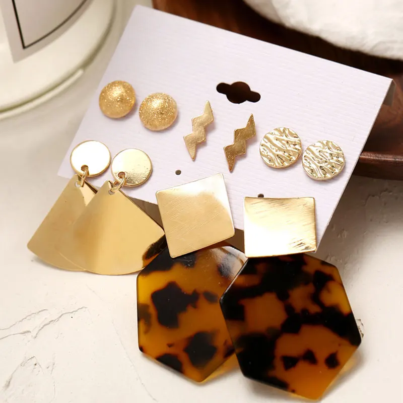 Women Tassel Acrylic Bohemian Big Geometric Drop Earrings Set 2019 Fashion Leopard Pearl Statement Jewelry For | Украшения и