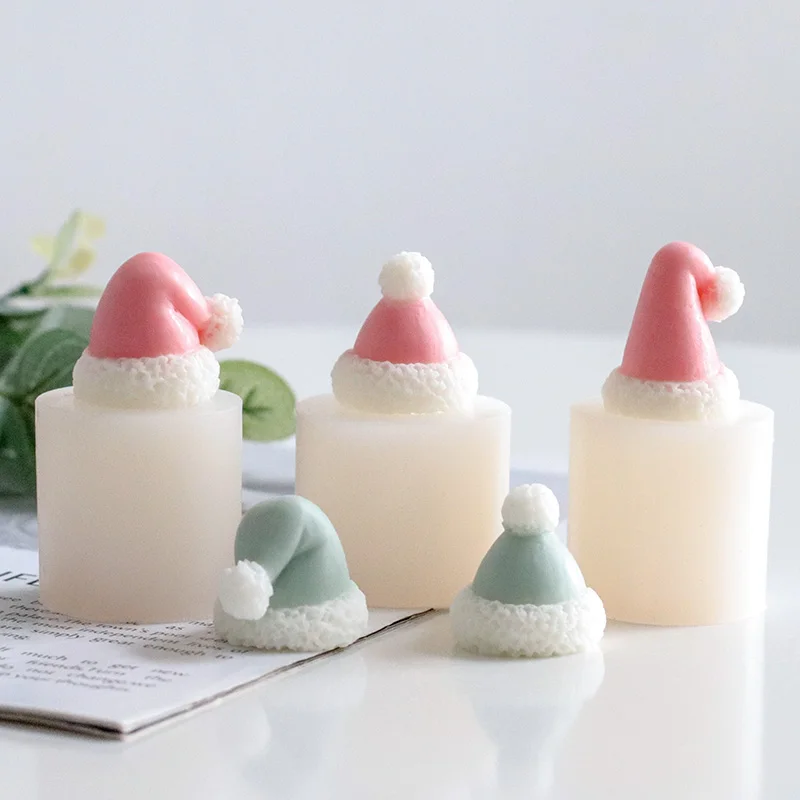 Simulation Christmas Hat Shape Scented Candle Silicone Resin Soap Mold Handmade Tools Plaster Decoration Bedroom Diffuser