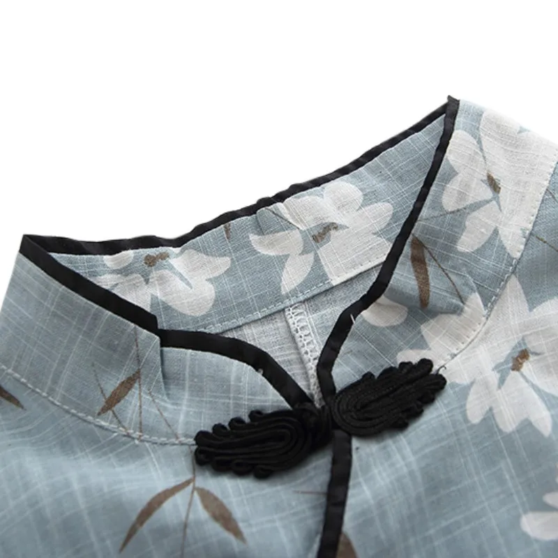 

Tang Suit Girls Cheongsam Dress Children Floral Print Dress Cotton Short-sleeved Party Pageant Dress Fashion Baby Girl Dresses