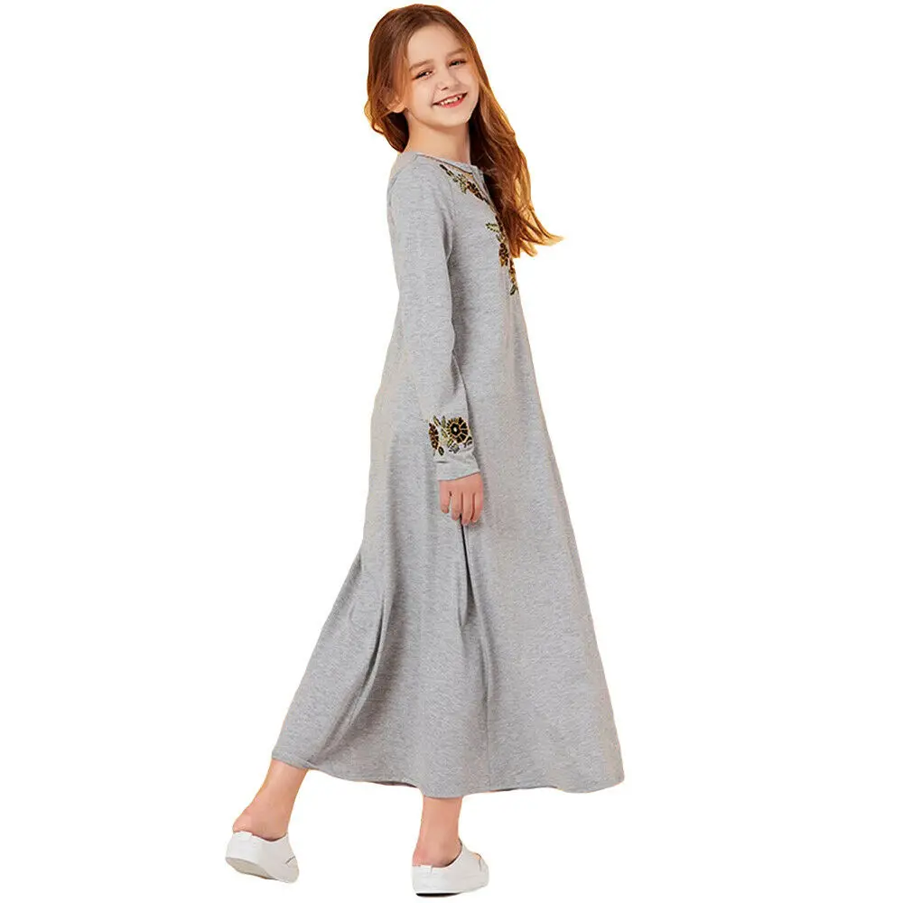 Детская Абая для девочек Дубай кафтан мусульманское модное Макси платье с