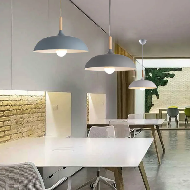 Мгновенной проявки Macaroon Ретро алюминиевая Подвесная лампа для офиса подвесной