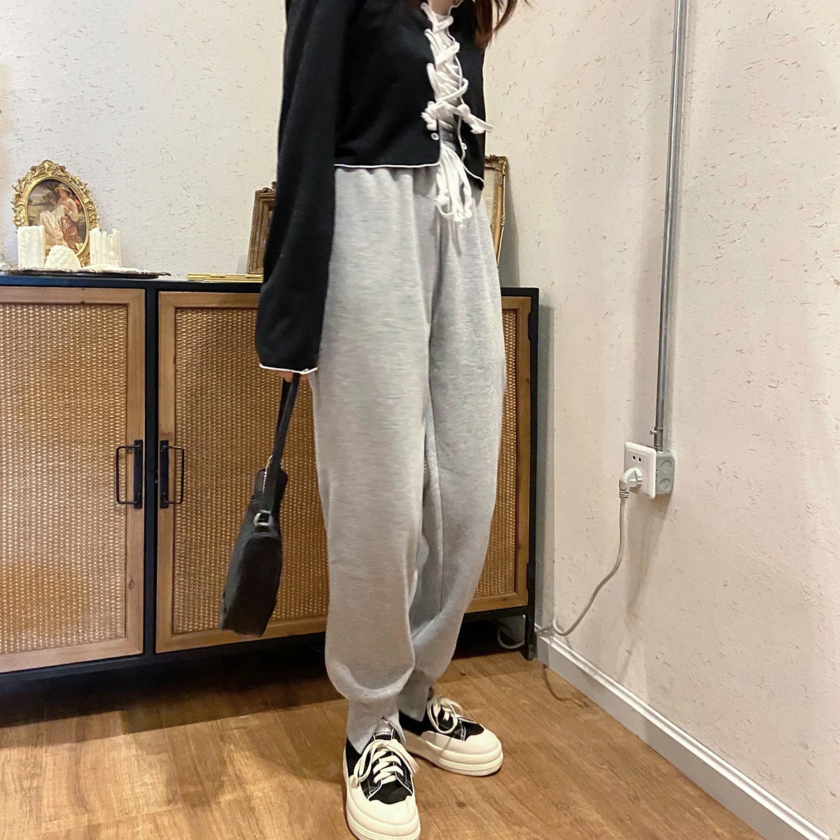 

Женские свободные брюки до щиколотки, с высокой талией и широкими штанинами