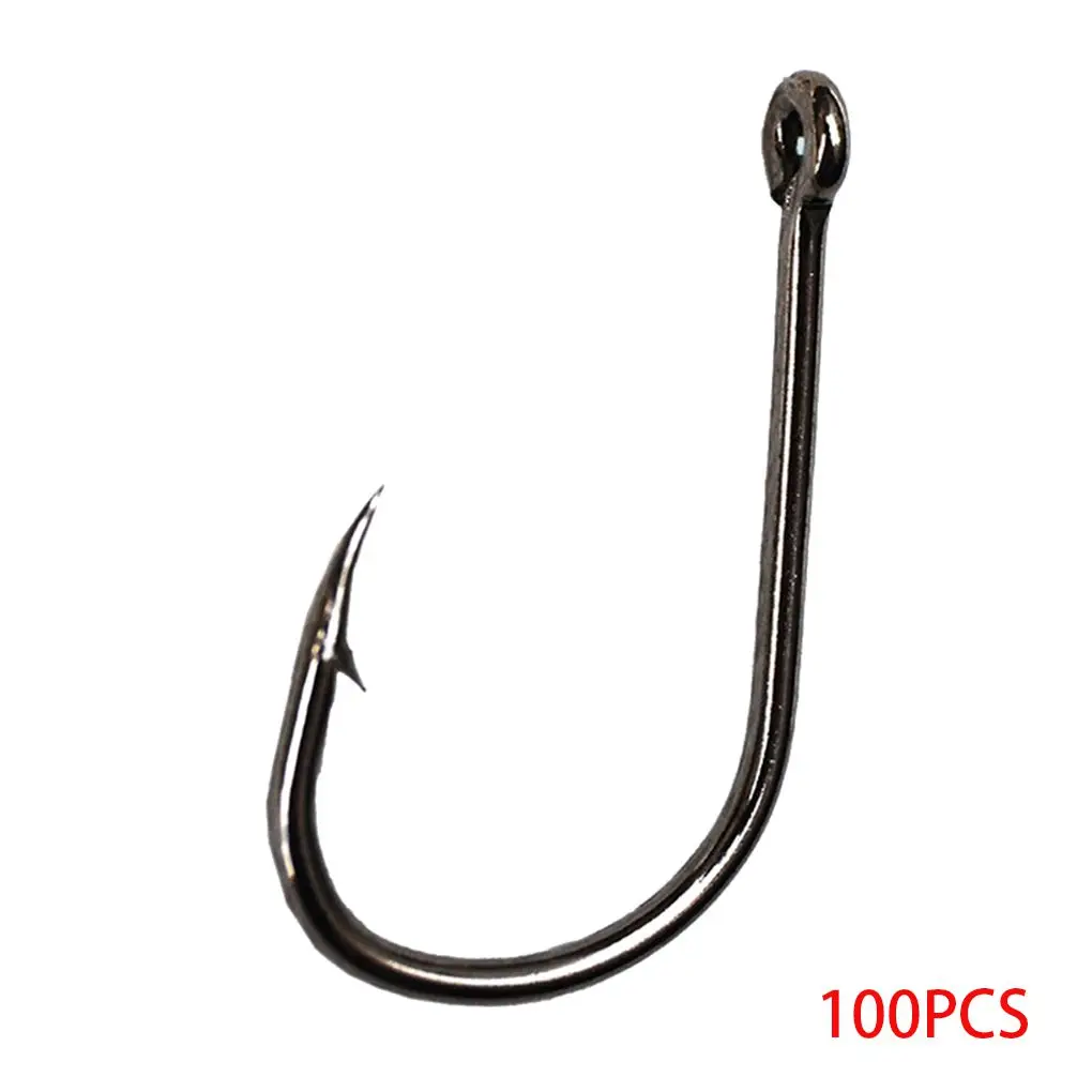

100pcs Premium Fishhooks 10 Sizes Carbon Steel Fishing Hooks with a Plastic Box for Freshwater