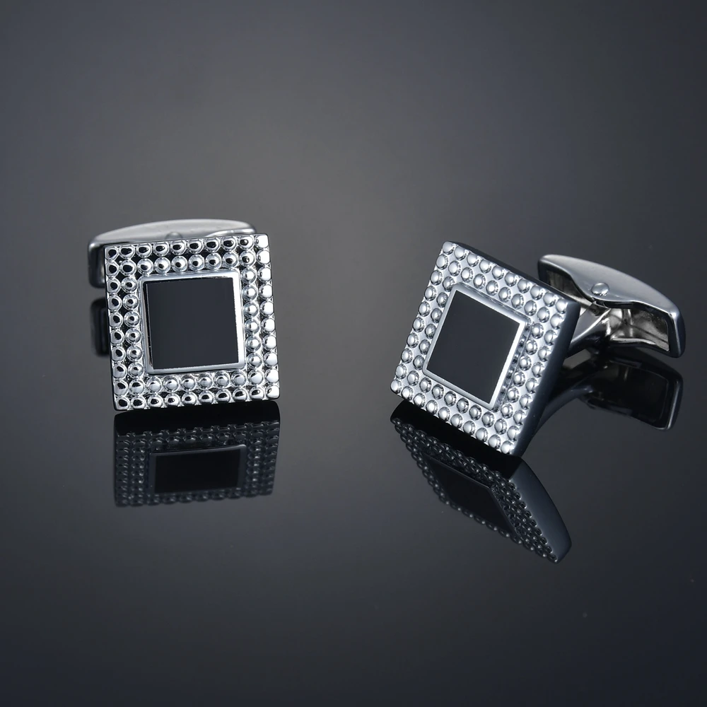 

High quality French Cufflinks cuffs studs men's Cufflinks black oil dripping square business Cufflinks