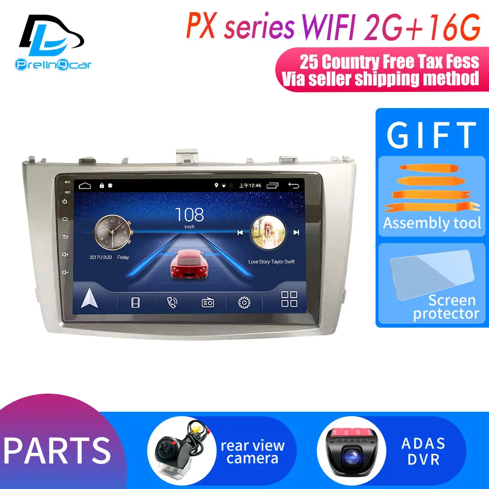 PX player 2G16G DVR 4G LTE Android 9,0 Автомобильный gps Мультимедиа Видео Радио плеер приборная панель для Toyota Avensis 2009-2011 лет Навигация стерео - Цвет: PX player 2G16G DVR
