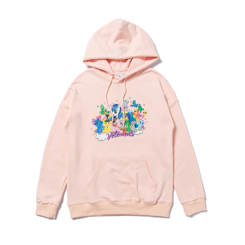 

Vogue vetements Hoodie VTM Vermont Unicorn Print Pink Hoodie for men and women