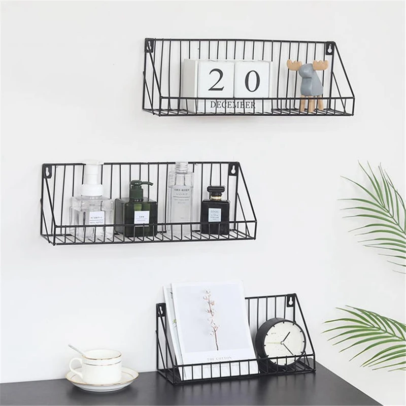 

Iron Wall Shelf Organizer Holder Kitchen Supplies Hanging Storage Cabinet Organizer for Home/ Bathroom