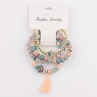 vintage bohemia women bracelets set charm hand stone beads tassel pendents bracelets pour les femmes 4pcslot