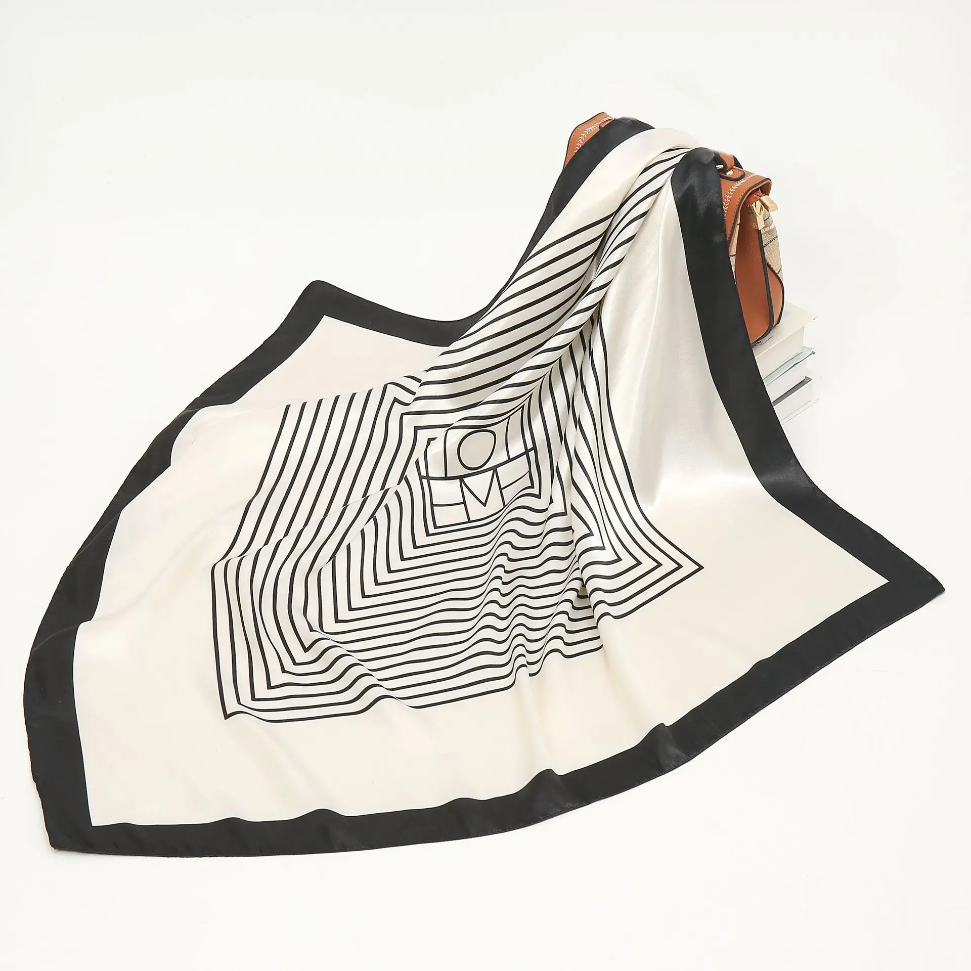 

Женский Шелковый Атласный хиджаб с принтом, 90x90 см