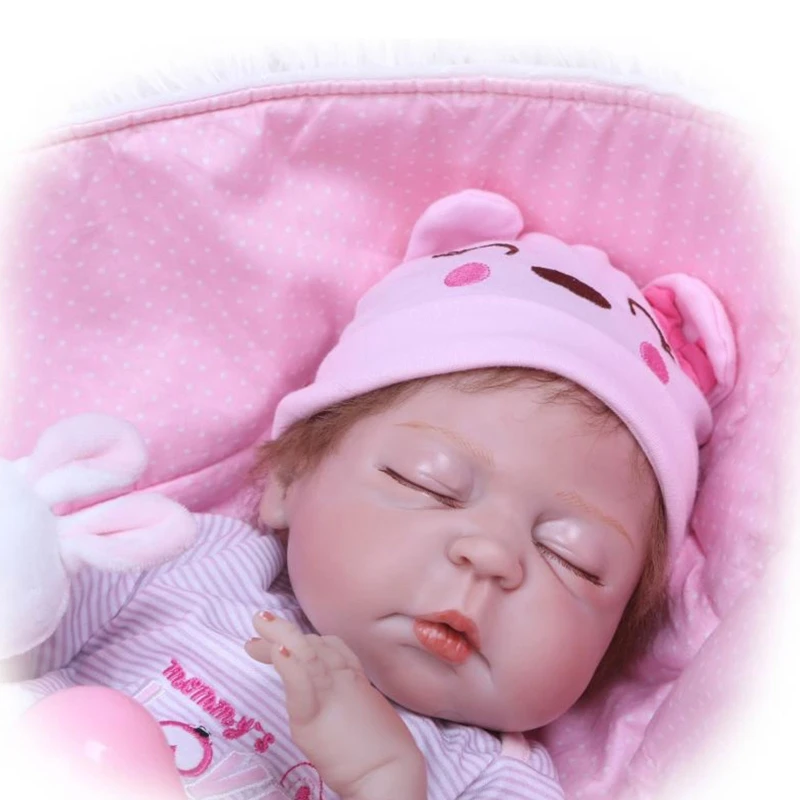 

22 inch 56cm Lovely Reborn Baby Girl Dolls Toddler Realistic Silicone Doll Toy L5YF