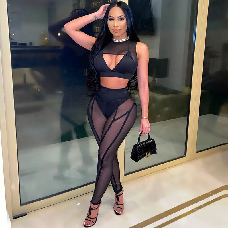 

See Through Mesh Leggings For Women Sexy High Waist Patchwork Body-shaping Pants Hot Midnight Clubwear Female Clothing