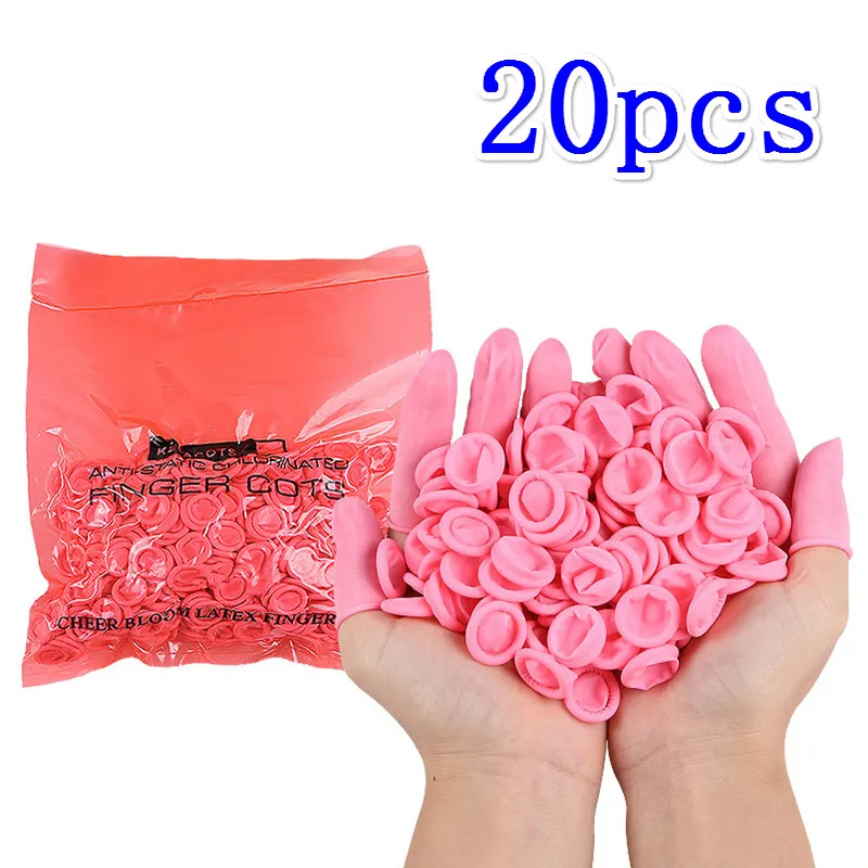 A 20pcs 50/100 шт одноразовая розовая латексные напальчники Анти-статический пальцев Защитные перчатки для Еда очистки Пособия по кулинарии аксессуары - Цвет: A 20pcs