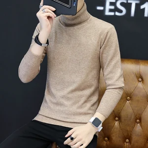 Пуловер мужской осенний, тонкий, с круглым вырезом, подчеркивающий индивидуальность полосатый цвет, облегающий, тянущийся