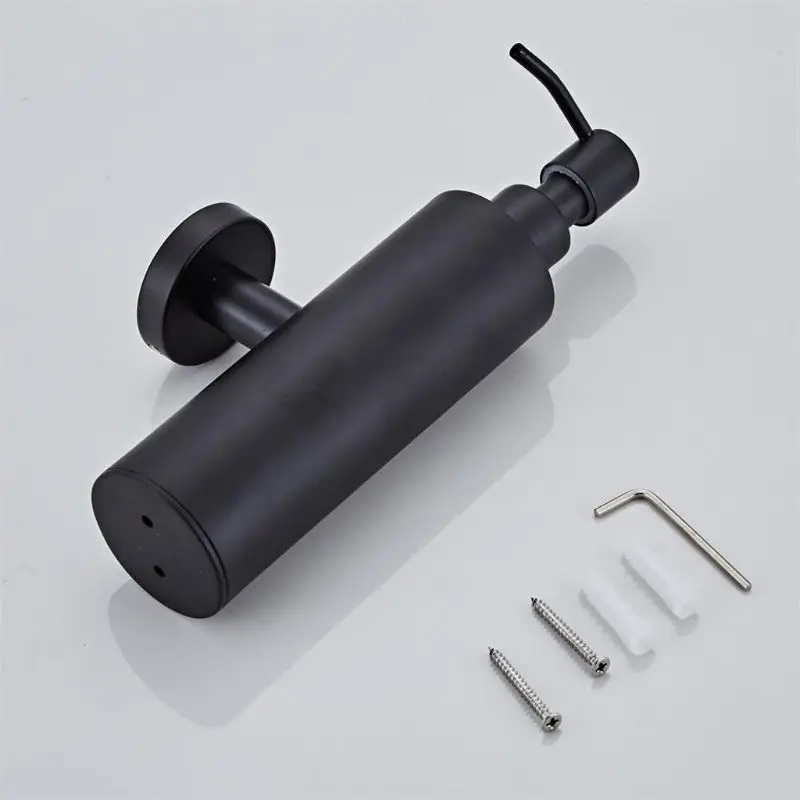 

200ml Wall Mounted Bathroom Shower Soap and Lotion Dispenser Bottle Pump Stainless Steel Tower Shampoo Dispenser Black