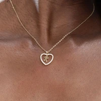 heart initial pendant necklaces ice out gold choker chain necklace zircon necklace for women jewlry christmas gifts on sale