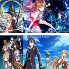 Алмазная живопись 5D сделай сам, японское аниме искусство меча онлайн, полноразмернаякруглая вышивка крестиком, мозаика