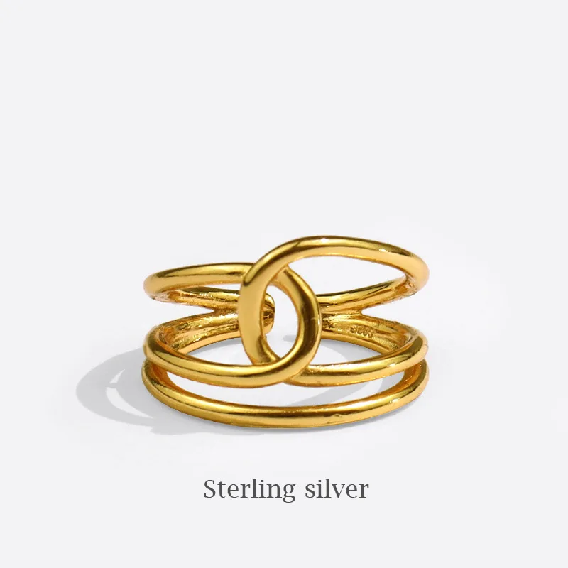

Real Silver Color Elegant Multi layer Interweave Irregular Hollow Winding Adjustable Size Open Ring For Woman Gifts SR220