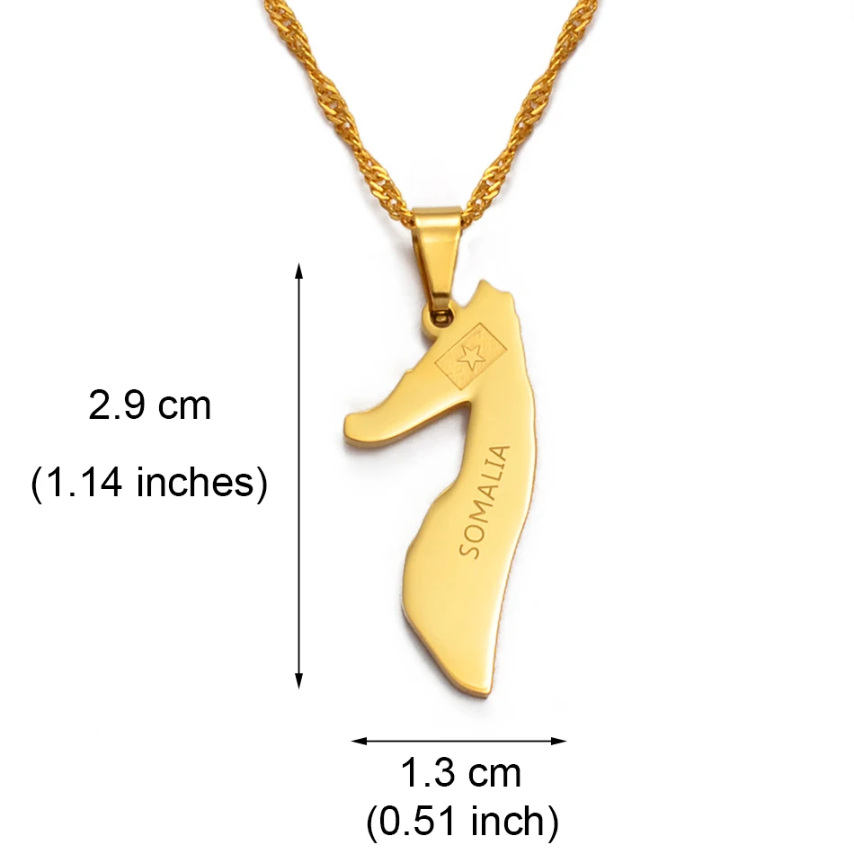 Anniyo Small Size Somalia Map Necklaces for Women/Girl Gold Color Jewelry Soomaaliya Charms Pendant Somali Country Maps #020921 | Украшения