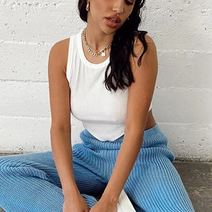 Женский топ без рукавов WannaThis, облегающий эластичный укороченный топ с круглым вырезом, Повседневная Уличная одежда, летние женские топы