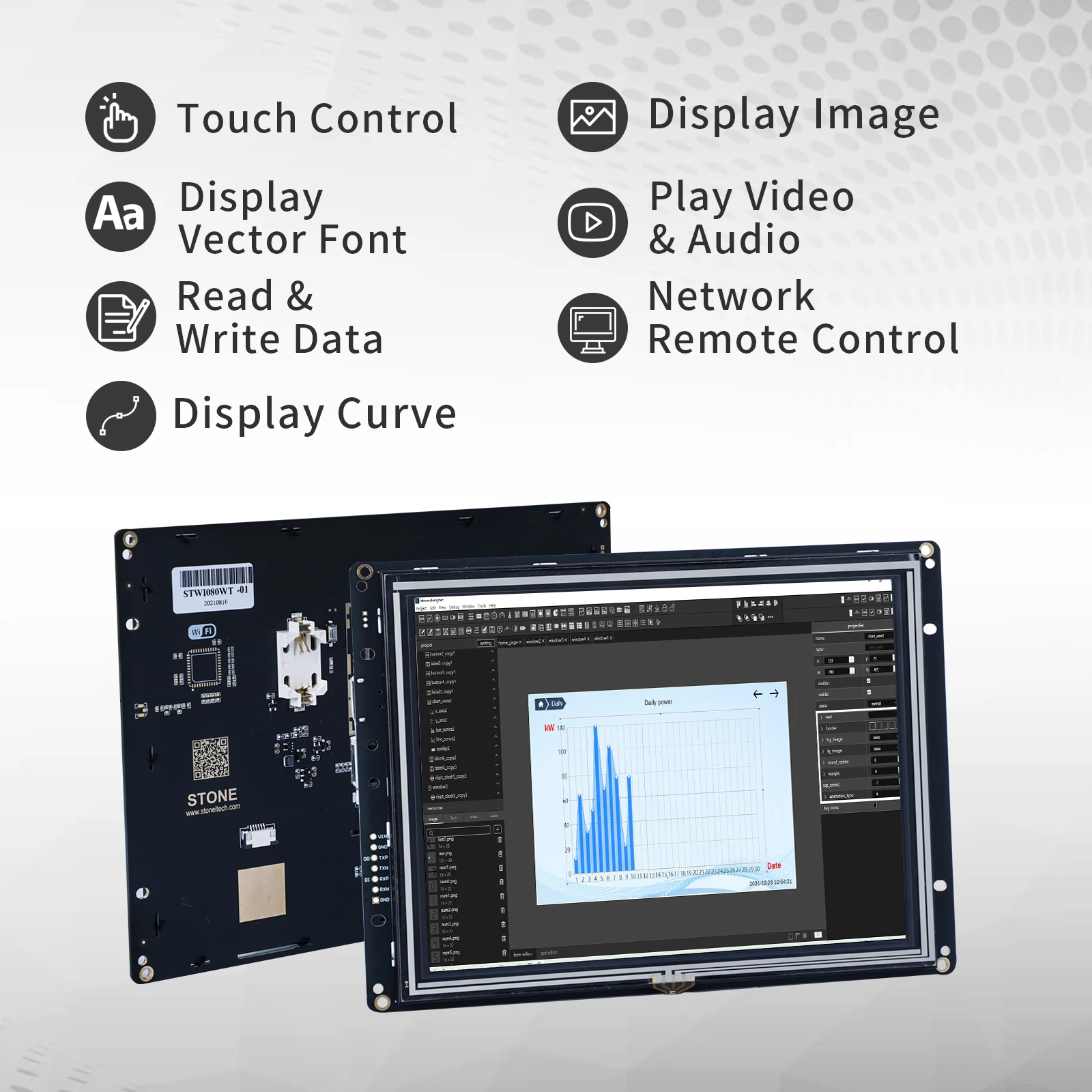 HMI Graphic LCD Display Module with Program +Touch Screen for Equipment Control Panel