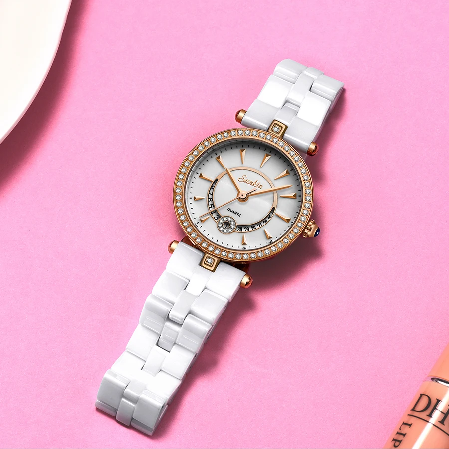 SUNKTA новые кварцевые женские часы из розового золота Топ бренд роскошные с