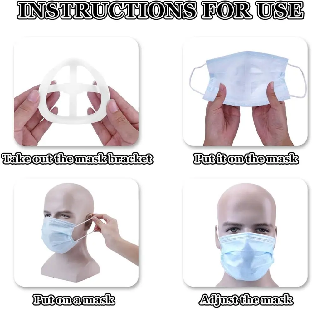 

10pcs 3D Inner Support Frame For Face Mask Internal Reusable Face Bracket Breathable Silicone Covering Lipstick Protector Women
